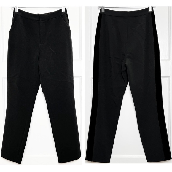 NWT L’AGENCE High‎ Rise Velvet Tuxedo Stripe Ankle Crop Straight Leg Trousers 2 - Picture 3 of 5